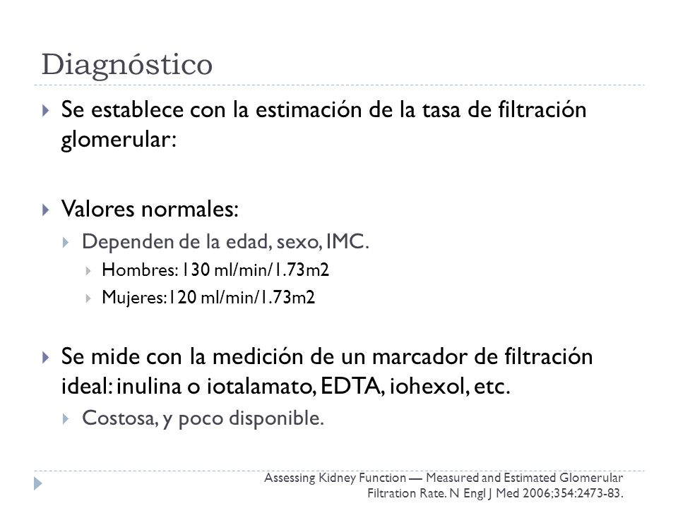 Valores normales de tasa de filtracion glomerular